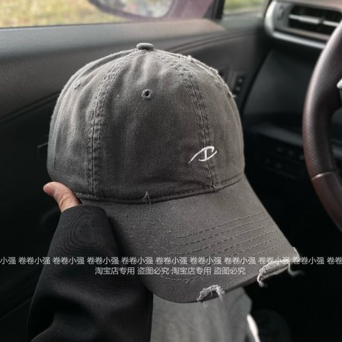 ins街头破洞潮牌重工质感棒球帽男女情侣韩版简约时尚百搭鸭舌帽