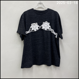 洋气胸前两花短袖 时尚 T女圆领显瘦6178 新款 欧货欧洲潮2025春季