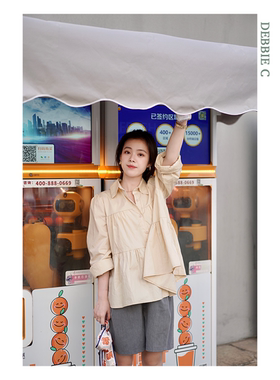 DEBBIE C 经典百搭宽松通勤高腰直筒西装五分裤短裤女