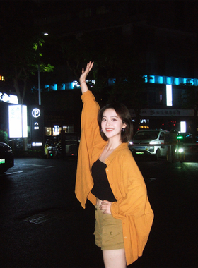 DEBBIE C 半勺芒果 韩系松弛慵懒oversize黄色衬衫宽松防晒外套女