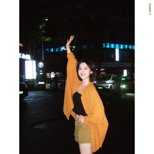DEBBIE C 半勺芒果 韩系松弛慵懒oversize黄色衬衫宽松防晒外套女