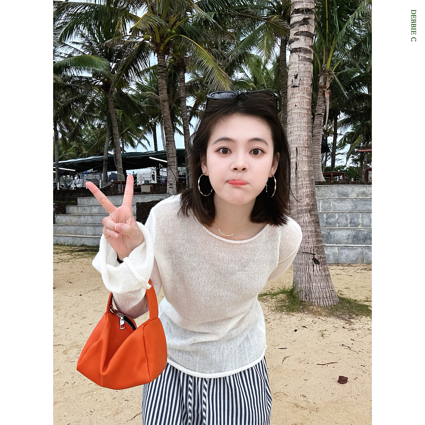 DEBBIE C 首尔少女 韩系甜美粉嫩显瘦百搭显白罩衫针织衫女