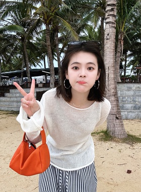 DEBBIE C 首尔少女 韩系甜美粉嫩显瘦百搭显白罩衫针织衫女