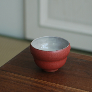 景德镇 手工折腰葫芦杯 故宫红陶瓷粉引品茗杯工夫茶杯主人杯