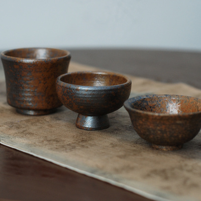 日式粗陶复古茶具手工古朴之美