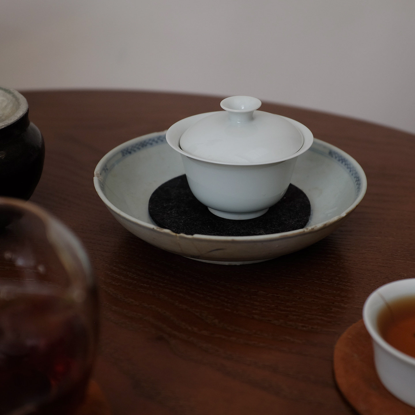 喜悦茶铺 全手工超薄胎盖碗 景德镇仿古瓷仿古釉手写盖碗 超好用