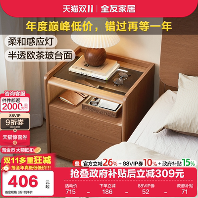 全友家居原木风床头柜