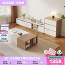 全友家居原木风茶几电视机柜子组合客厅家用小户型储物收纳边柜