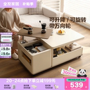 客厅大容量储物办公桌小户型茶桌 全友家居多功能升降茶几移动新款