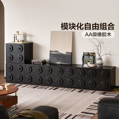 全友家居中古风橡胶木实木卡门柜客厅靠墙储物柜边柜卧室组合斗柜