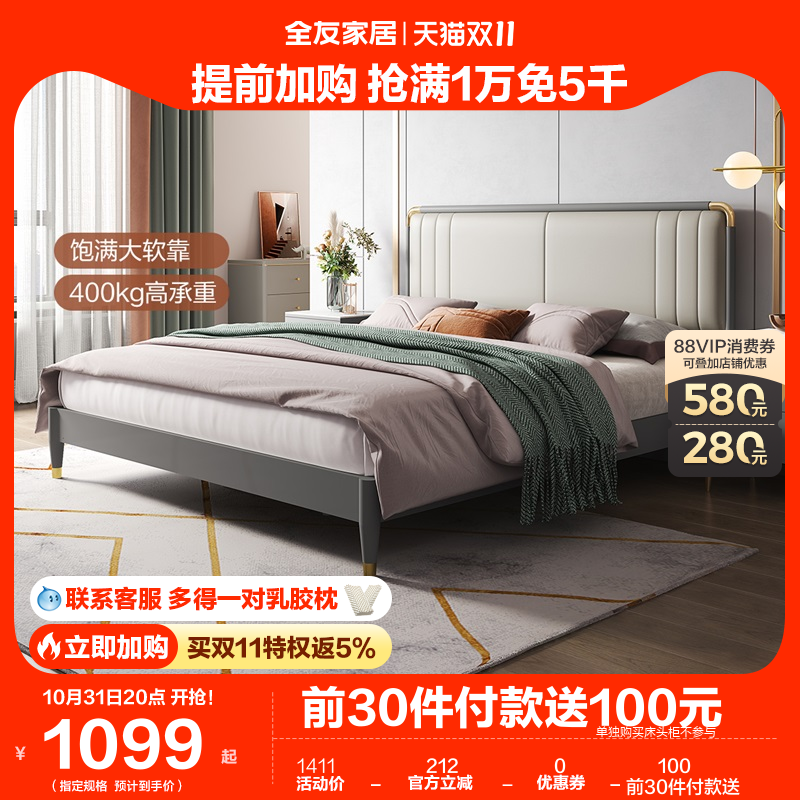 全友家居现代轻奢双人床主卧室家具套装简约1.5m软靠板式床126901属于什么档次？