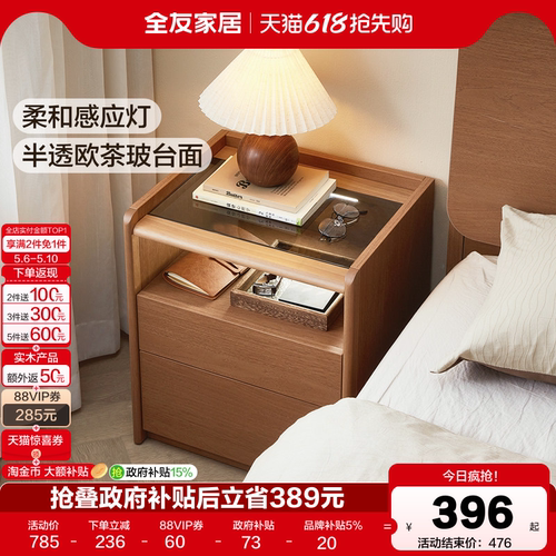 全友家居原木风床头柜