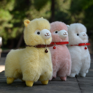 可爱仿真羊驼公仔白羊玩偶铃铛小羊羊安抚娃娃儿童毛绒生日礼物