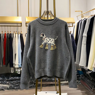 【晓艾档口实拍】新奇斑点小狗图案毛衣女冬季新款圆领休闲上衣潮