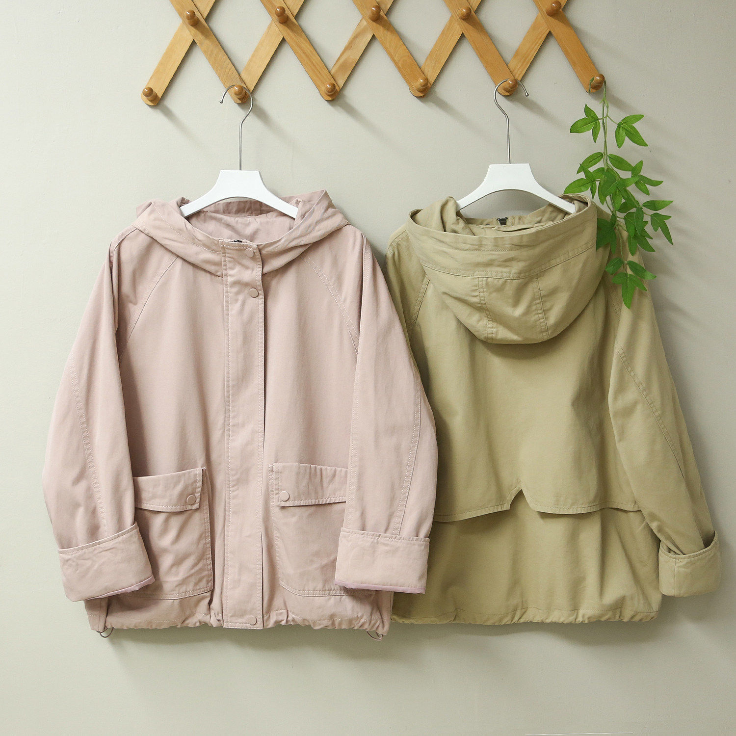 秋季连帽有内衬长袖高密斜纹棉外套上衣女时尚韩版工装夹克派克服
