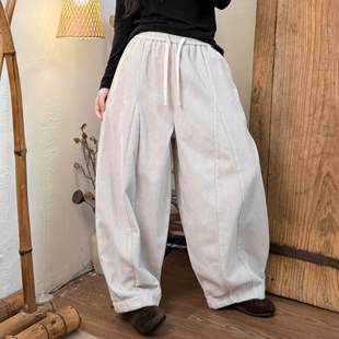 拼接加绒加厚灯芯绒灯笼裤 百搭简约风设计款 新款 花楼出品2025冬季