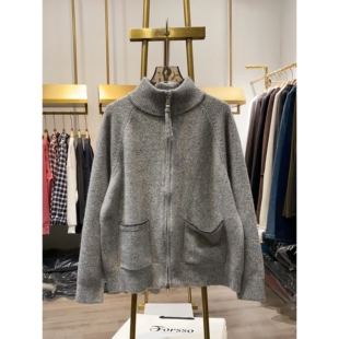 【晓艾档口实拍】美式复古撞色口袋边插肩开衫女冬季新款时髦外套