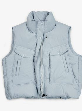 25WT95 Found家2025冬季新款90白鸭绒立领羽绒马甲女宽松蓝色外套