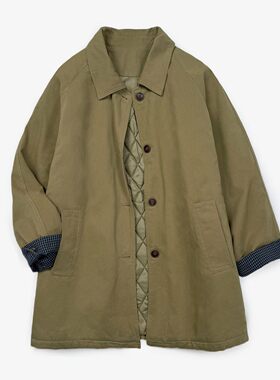 25WT98 F家长期主义衍缝夹棉衣外套女中长款宽松拼接2025冬季新款