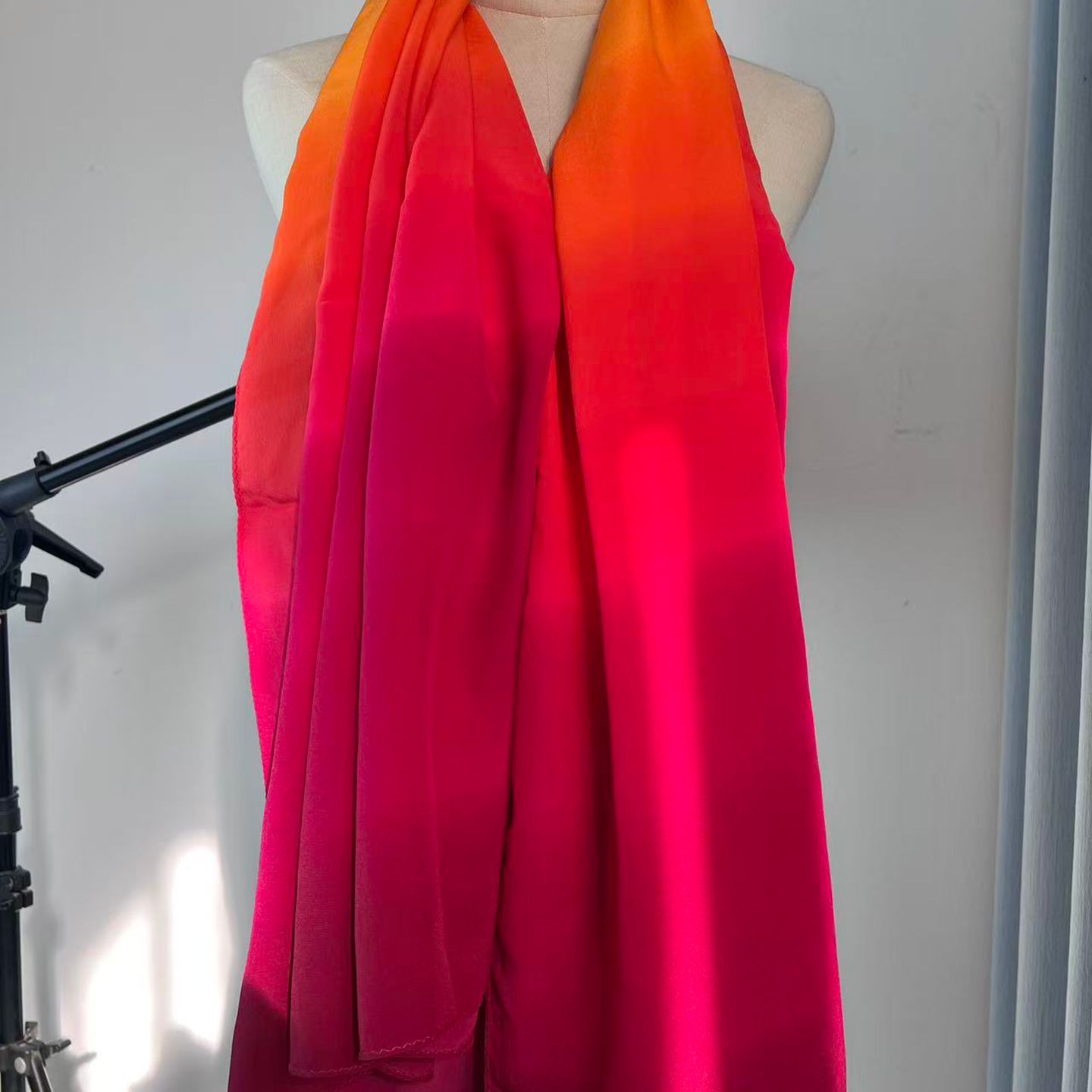 100%桑蚕丝真丝双绉扎渐变围巾