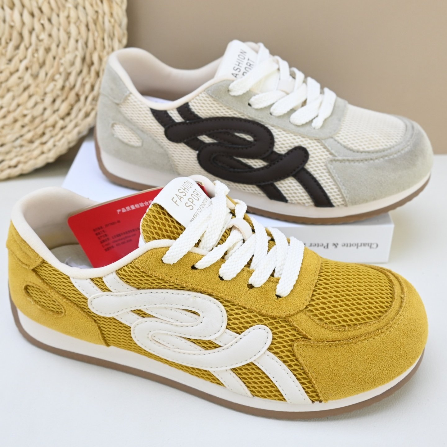 26年春夏新款老北京潮流时尚网布休闲鞋系带复古德训鞋平底女单鞋,女鞋,时尚休闲鞋,淘宝优惠券,粉丝福利购,淘宝优惠卷