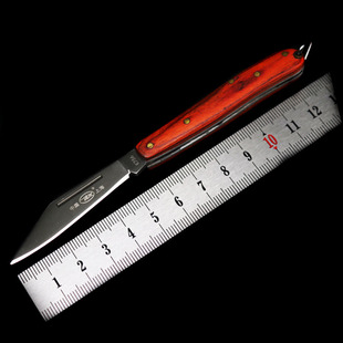 博友小刀高硬度水果刀便携式红木手柄户外随身折叠刀可挂钥匙包邮