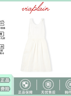 【现货】韩国viaplain背心裙气质叠穿CORDELIA系带露背刺绣连衣裙
