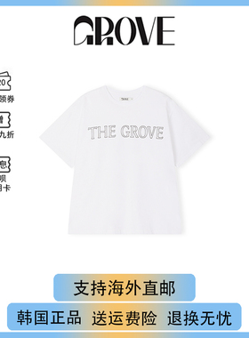 【现货】韩国GROVE字母短袖T恤东大门24夏季新款女装白色黑色上衣