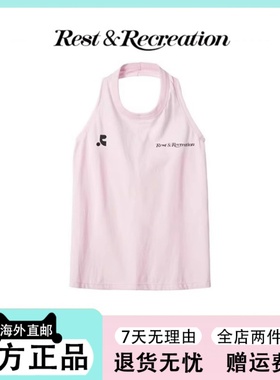 【现货】韩国restandrecreation挂脖背心黄礼志同款rr辣妹上衣女