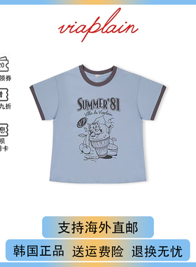 【现货】韩国viaplain小猫短袖summer81字母t恤小众设计师品牌新