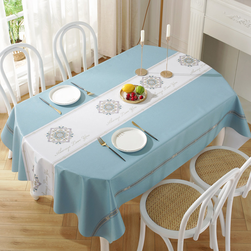 长椭圆形桌布防水防油防烫免洗北欧风ins长方形pvc餐桌垫茶几台布