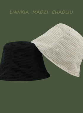 日本小众设计师款渔夫帽女夏季雪纺薄款冷淡风禁欲系水桶帽百搭夏