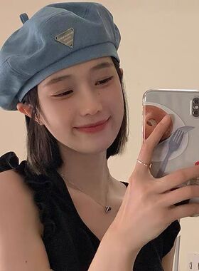 牛仔贝雷帽女夏款日系百搭显脸小