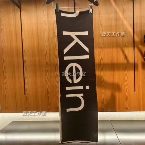 CK Jeans25秋季新款男羊毛混纺商务休闲醒目字母提花围巾4D8030G