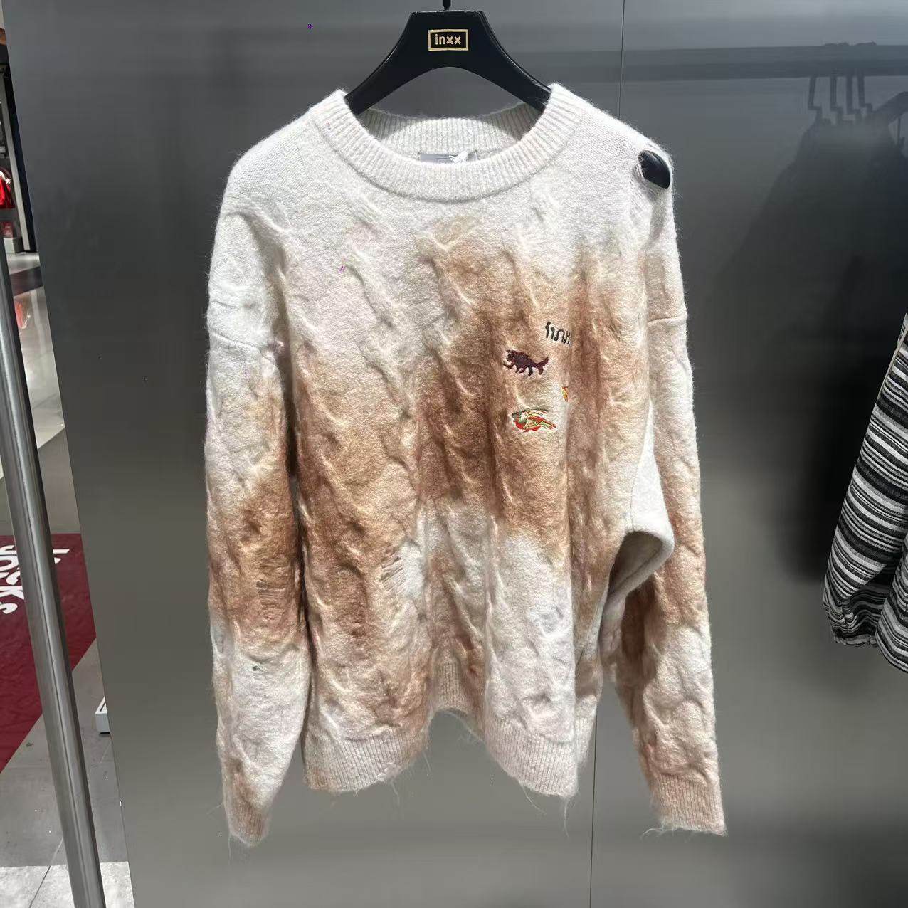 INXX专柜正品 2026春款男女破洞刺绣宽松绞花针织衫 XSG1060009,女装/女士精品,毛衣,淘宝优惠券,粉丝福利购,淘宝优惠卷