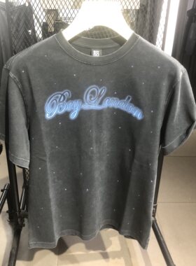 BOY LONDON专柜正品2026年夏蓝水钻做旧短袖T恤B261N0102702