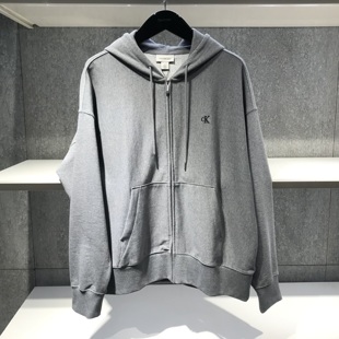 宽松刺绣小标开衫 Calvin 男子拉链卫衣 CK男装 棉卫衣 Klein