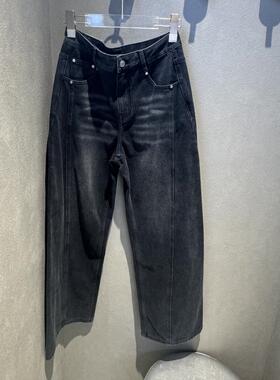 Fun潮牌国内专柜代购25年新款时尚阔腿直筒牛仔裤BTK952A0L/B