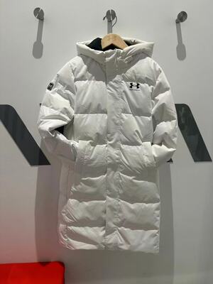 安德玛2025新款男女童中长款连帽羽绒服外套254306336