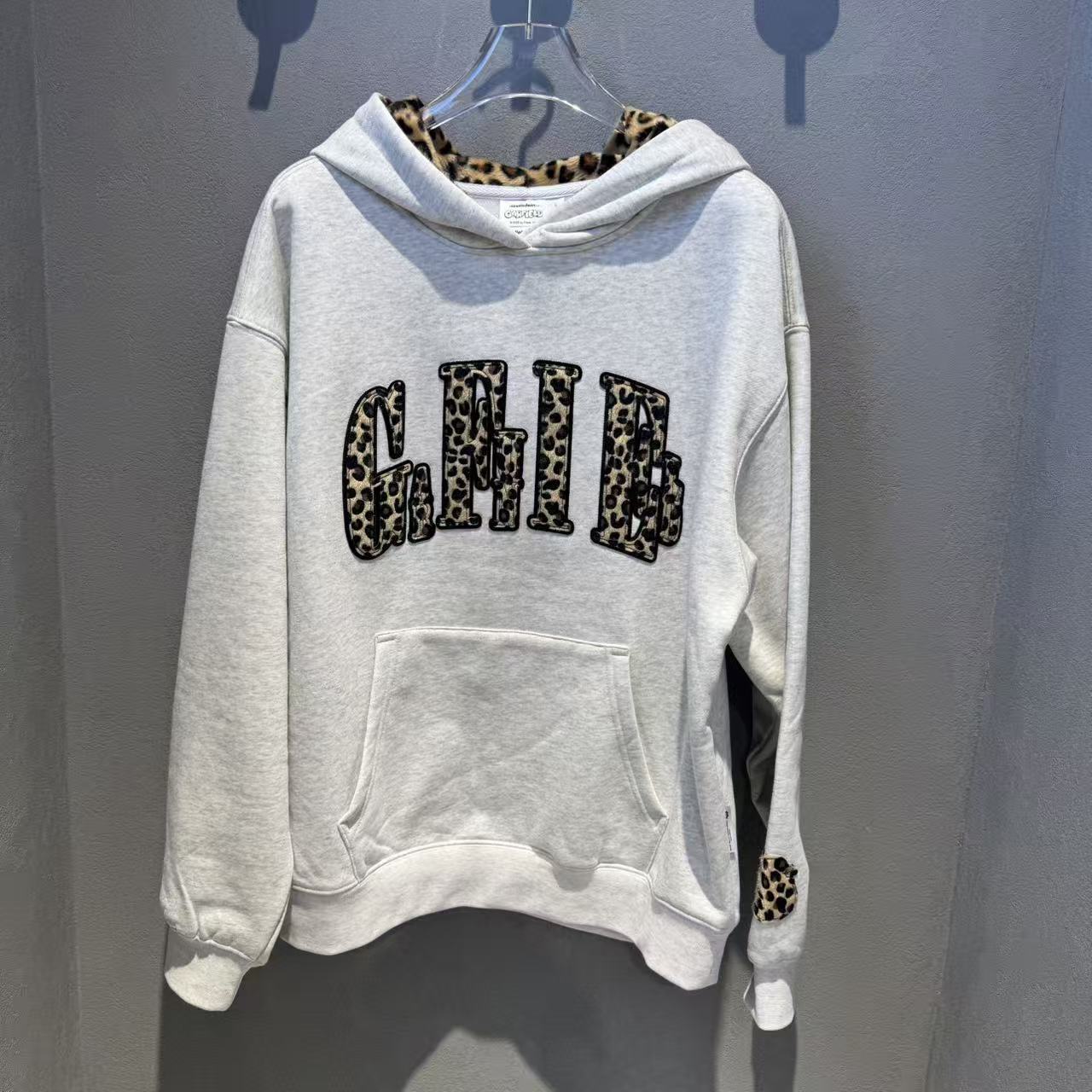 Fun潮牌25年冬豹纹连帽卫衣休闲美式套头外套上衣FGU158A0W