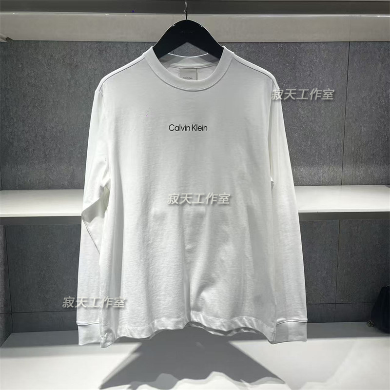 CK Jeans长袖T恤25秋季新款男士字母胶印纯棉宽松打底T恤4LD232G