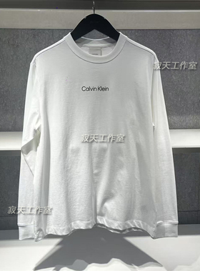 CK Jeans长袖T恤25秋季新款男士字母胶印纯棉宽松打底T恤4LD232G
