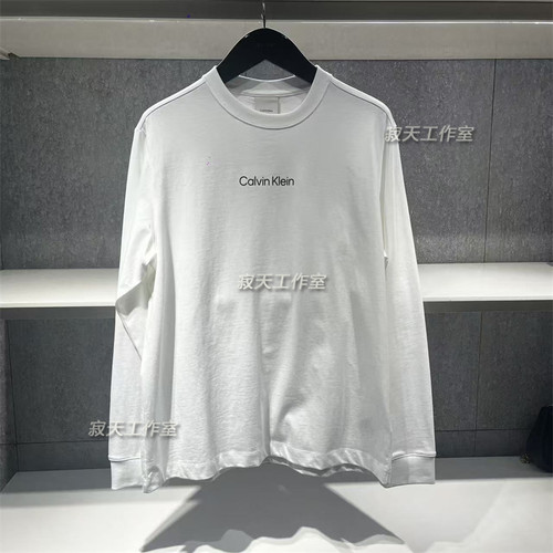 CK Jeans长袖T恤25秋季新款男士字母胶印纯棉宽松打底T恤4LD232G