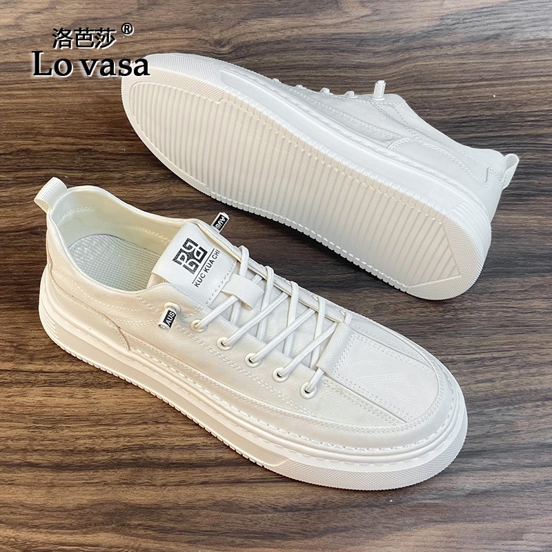 Lovasa男鞋夏季透气2025新款布面薄款男士休闲小白鞋男款鞋子板鞋