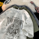 男t恤短袖美式复古扎染青少年宽松半袖高街大码圆领潮流上衣体恤