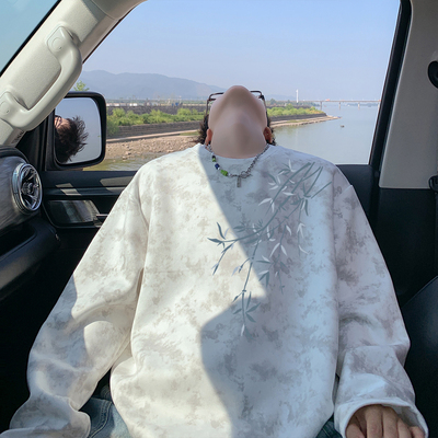 国潮水洗男士长袖t恤内搭