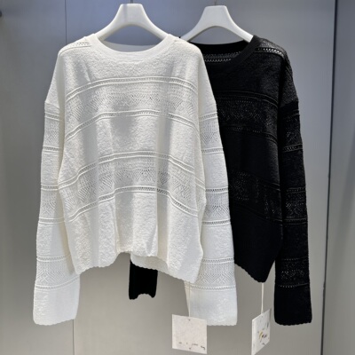 MACQNF正品2026春新款高品质宽松休闲百搭针织镂空套头衫MQ89326