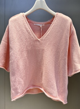 MACQNF正品2026春新款时尚宽松休闲短款V领慵懒风针织短袖MQ89175