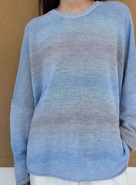 MACQNF正品2025春新时尚宽松慵懒休闲晕染渐变长袖针织衫MQ89181A