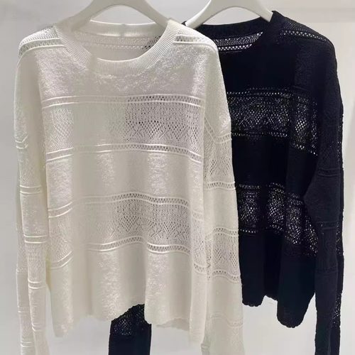 MACQNF正品2025春新款时尚宽松舒适简约百搭长袖针织衫女MQ89326